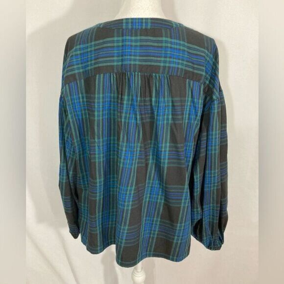 Every Moment Top XL Green Blue Plaid Swing Tunic Casual Flowy Comfy Style - Picture 2 of 7